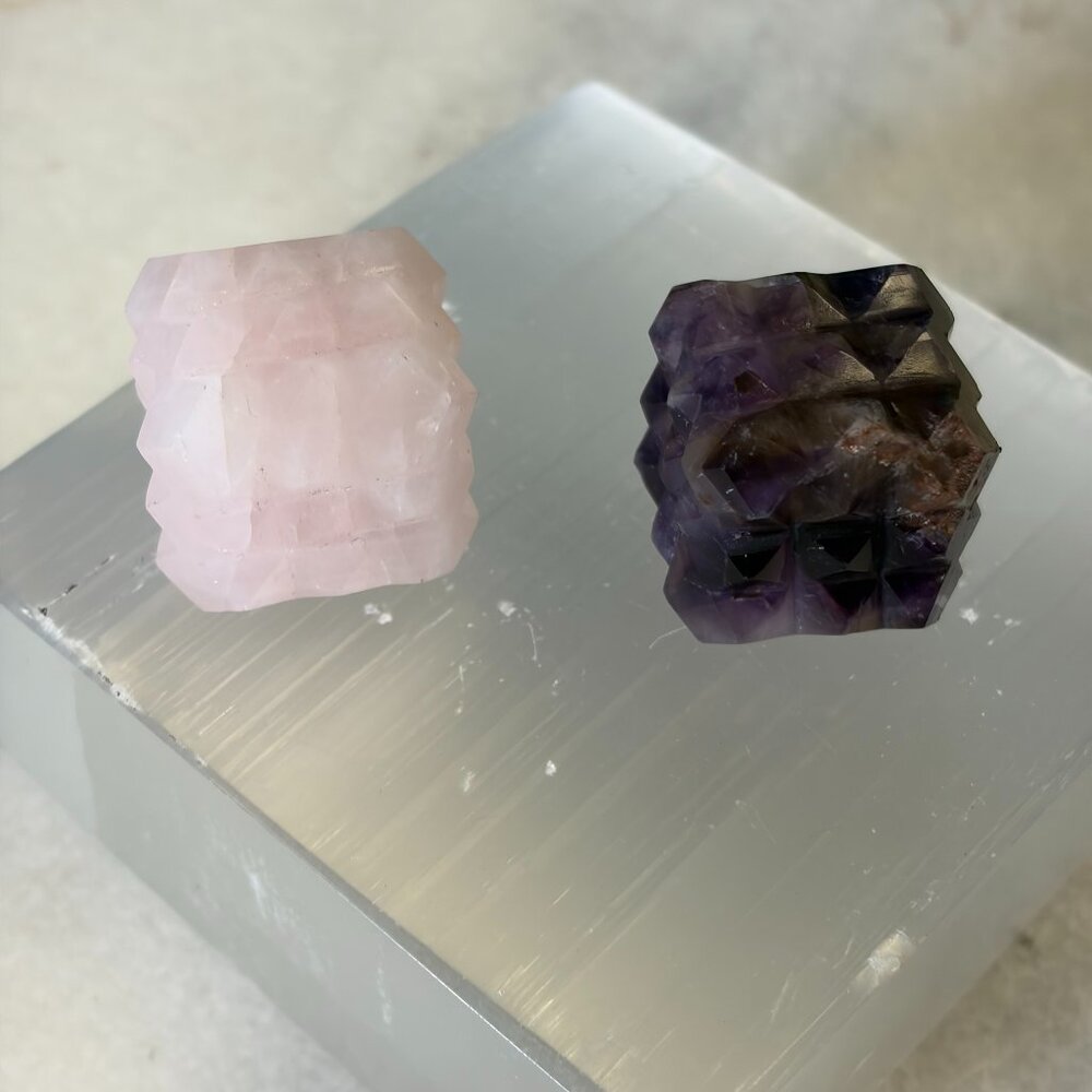 Amethyst AND Rose Quartz Crystal Cube with 54 pyramids